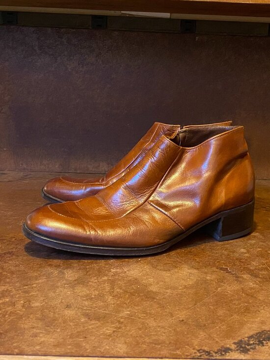Vintage 1970s Men\'s FLORSHEIM Beatles Brown Leather Side Zipper Ankle Boots main image 14